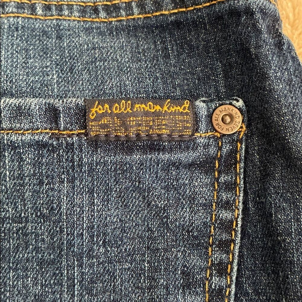 7 For All Mankind Jeans 31 x 32 Blue Denim Women’s Straight Leg Buttonfly - Picture 10 of 14